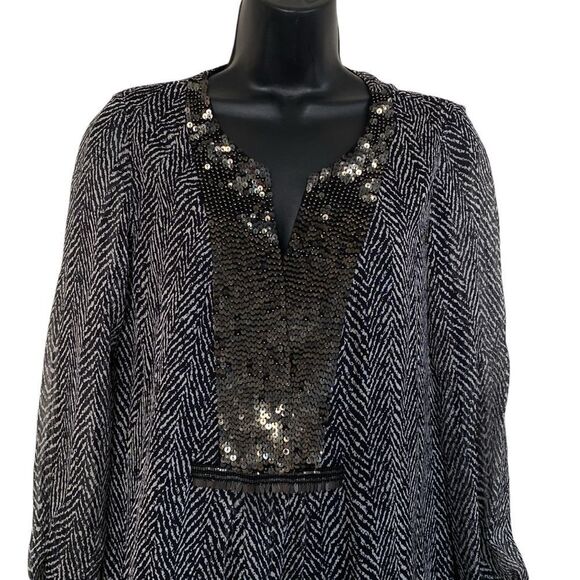 Rohit Gandhi + Rahul Khanna Black Gray Silk Metal Accent Mini Dress Sz XS - Picture 3 of 14